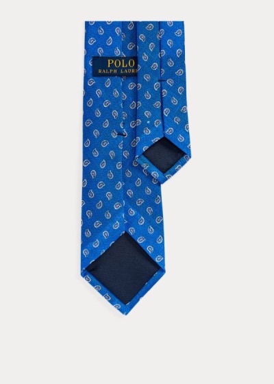 Corbatas Polo Ralph Lauren Hombre Azul Rey Azules - Pine-Print Linen Narrow - OFXWN4603